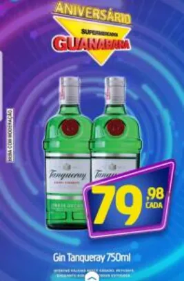 [Loja Física] Gin Tanqueray de 750 ml por R$80 nos Supermercados Guanabara