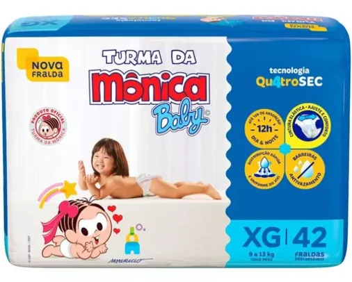 Fralda Descartável Turma da Mônica Baby XG Pacote 42 Unidades