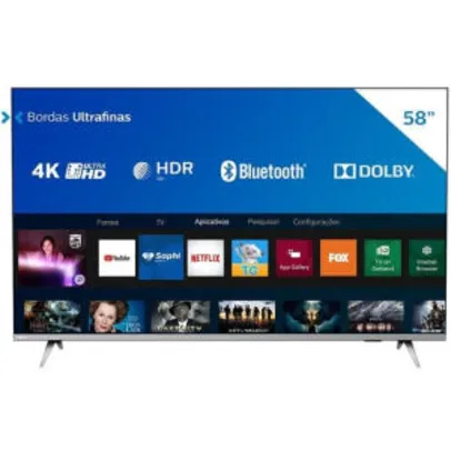 [App] Smart Tv Philips 58" 4k Uhd Hdr10+ Dolby 58PUG6654 | R$ 2409