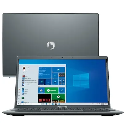 Notebook Positivo Dual Core 4GB 128GB SSD Motion Gray C4128E + Microsoft 365 Personal com licença válida por 1 ano