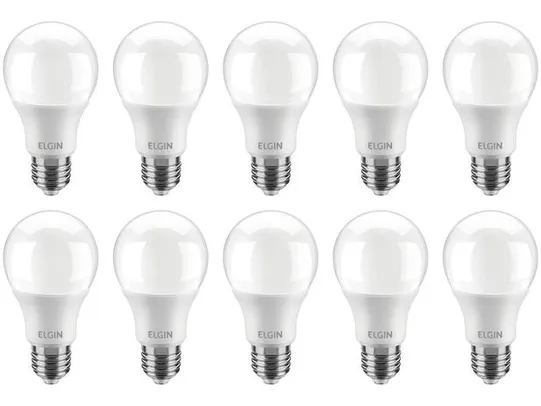 Kit Lâmpadas LED 10 Unidades Branca E27 9W - 6500K Elgin Bulbo A60 | R$60