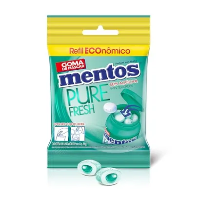 [+Por- R$6 ] Refil Goma de Mascar Sem Açúcar Mentos Pure Fresh Wintergreen | 56g