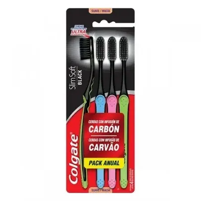 Kit Escova de Dente Colgate Slim Soft Black com 4 unidades