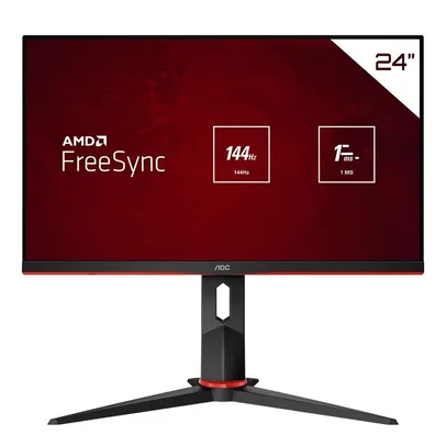 Monitor Gamer AOC 23.8 Full HD, 144 Hz, 1ms, IPS, HDMI/displayport, Ajuste De Altura, Widescreen, Freesync - 24g2/bk