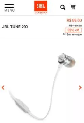 Fone de ouvido JBL TUNE 290 | R$71