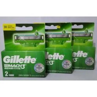 Kit Carga Gillette Mach 3 Sensitive, 3 caixas c/ 2 cartuchos | R$70