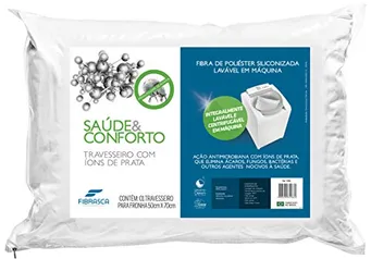 Travesseiro Saúde e Conforto Íons de prata - Anti bactericida - Fibra integralmente lavável - P/ fro