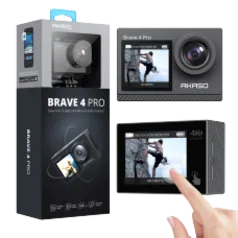 Câmera Esportiva Akaso BRAVE 4PRO, 4K / 30FPS, À prova d&#039;água, Touch Screen, Dual Screen, IPS