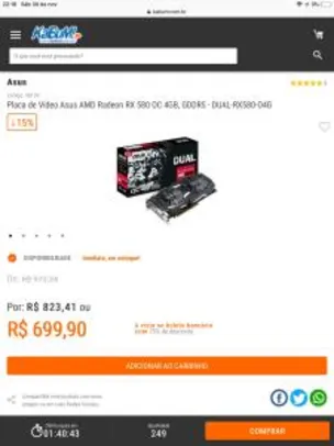 Asus AMD Radeon RX 580 OC 4GB, GDDR5 - DUAL-RX580-O4G