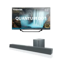 [AME] COMBO Tela Toshiba QLED 65 Pol.e Caixa de Som Soundbar