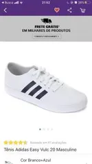 Tênis Adidas Easy Vulc 20 Masculino - Branco e Azul | R$129