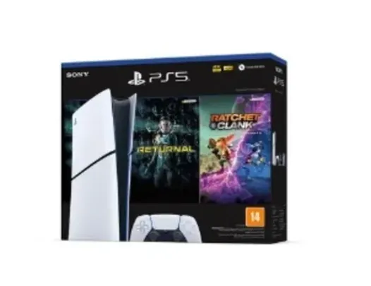 Console PlayStation 5 Slim, Edição Digital, Branco + 2 Jogos - 1000038914