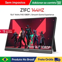 [BR | Moedas] Monitor Portátil ARZOPA Z1FC 16.1'' 144hz 1920x1080P 100% sRGB FHD HDR, Para Xbox, PS5, Laptop, PC, Mac 