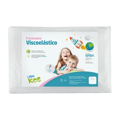 Travesseiro Nasa em Poliuretano 50x70cm Fibrasca Kids Z5101 Branco 1 Peça