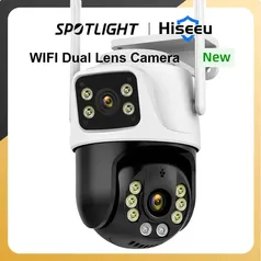 [Taxa inclusa] Hiseeu Câmera de Vigilância  4MP sem Fio, Lente Dupla, Wifi, Zoom Digital 4X