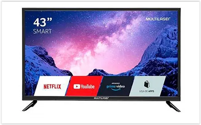 Smart TV LED 43 Multilaser TL024 Full HD Wifi Integrado 3 HDMI 2 USB | R$ 1379