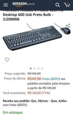 Teclado + mouse Microsoft - R$50