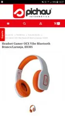 HEADSET GAMER OEX VIBE BLUETOOTH BRANCO/LARANJA, HS305 por R$ 128