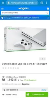 Console Xbox One 1tb x one S - Microsoft - R$1143