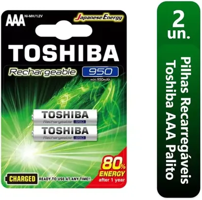 Pilha Recarregável AAA 1,2V 950mAh TNH3GAE TOSHIBA (Cartela com 2 unid.)