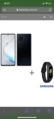 Galaxy Note 10 Lite Preto, 6,7", 4G, 128GB e Camera Tripla + Galaxy Fit Samsung Preto, com Pulseira de Silicone