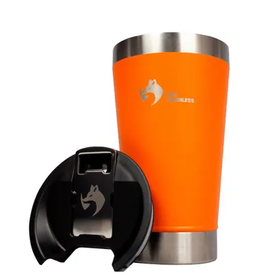 Copo Térmico Quente e Frio com Tampa 473ml Laranja - Fox Stainless