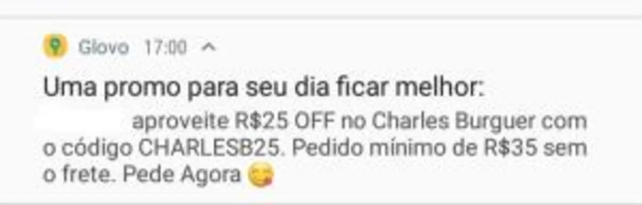 [Curitiba] R$25 OFF em Compras acima de R$35 no Charles Burguer