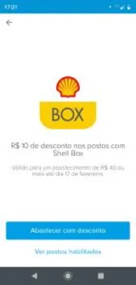 [Usuários Selecionados] R$10 OFF em um abastecimento de R$40 no ShellBox pelo Mercado Pago