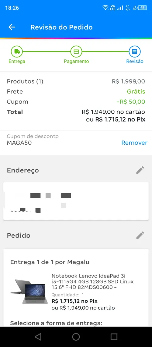 Imagem na descrição da promoção