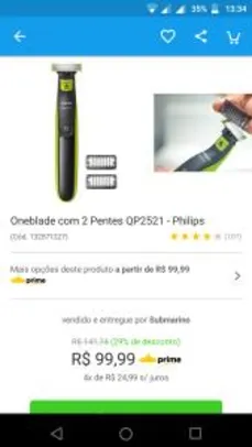 [APP] - Oneblade com 2 Pentes QP2521 - Philips
