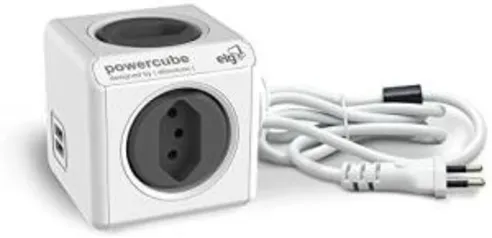 PowerCube EXTENDED USB ELG - PWC-X4U, Cinza e Branco | R$ 90