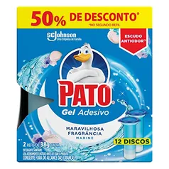 (REC) (Mais por Menos R$14,92) Pato Desodorizador Sanitário Gel Adesivo Marine Refil - 12 Discos