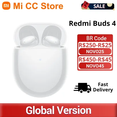 Fone de ouvido sem fio Xiaomi Redmi Buds 4 Versão Global 