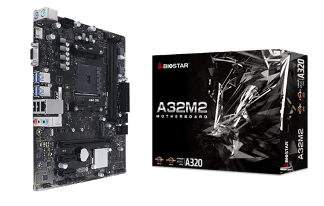 Placa Mãe Biostar A32M2, Chipset A320, AMD AM4, mATX, DDR4, AA32FM4S-R03-BS211X