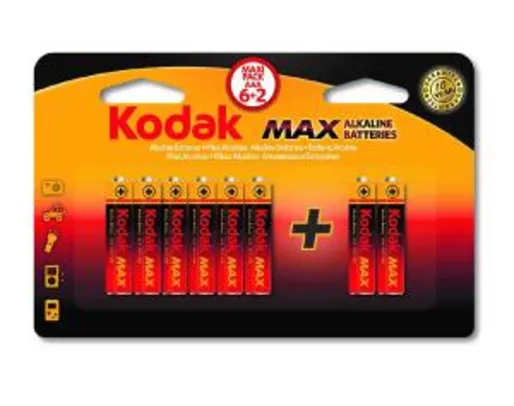 [PRIME] Pilha Max Alcalina AAA Palito com 6+2 Unidades, Kodak | R$10,14