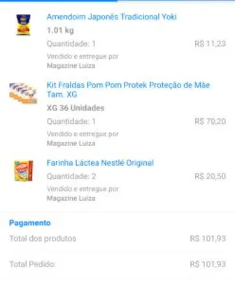 Kit Completo: 1kg de Amendoim + 2 pct de Farinha Láctea + 4 pct de fraldas