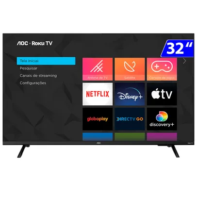 Smart TV AOC LED 32" HD Wi-Fi Roku Slim Áudio Dolby Digital 32S5135/78G