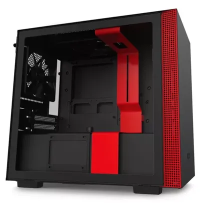 Gabinete Gamer NZXT H210, Mini Tower, com FAN, Lateral em Vidro, Preto/Vermelho - CA-H210B-BR