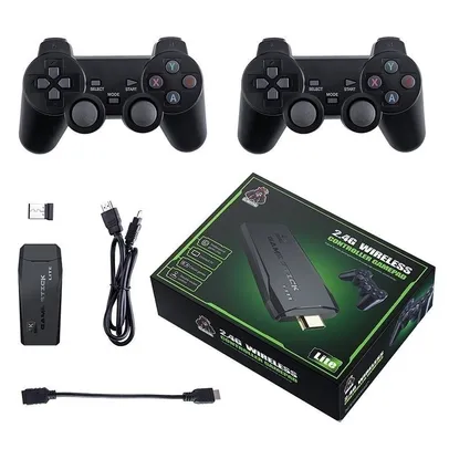 Videogame Stick 10mil 2 Controles Sem Fio Console  Portatil Jogos Retro Antigo SU