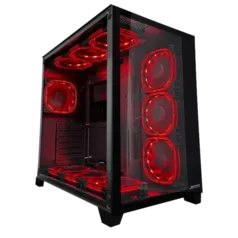 Gabinete Gamer SuperFrame Cube, Mid Tower, Vidro Temperado, ATX, Black, Sem Fonte, Com 10 Fans ARGB