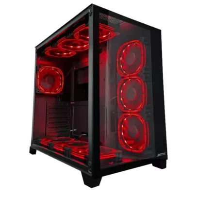 Gabinete Gamer SuperFrame Cube, Mid Tower, Vidro Temperado, ATX, Black, Sem Fonte, Com 10 Fans ARGB