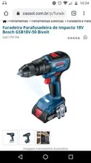 Furadeira Parafusadeira de Impacto 18V Bosch GSB18V-50 Bivolt | R$900