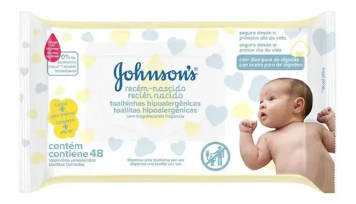 Lenços Umedecidos Johnsons Baby Rn Sem Fragrância C/48 Unid.