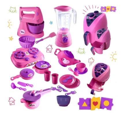 Kit Completa Cozinha Infantil 27 Pçs Brinquedo Faz De Conta