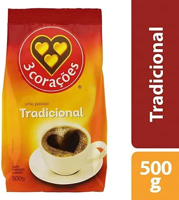 Café Torrado E Moído Tradicional 3 Corações - Pouch 500g | 18 unid | R$6 cada