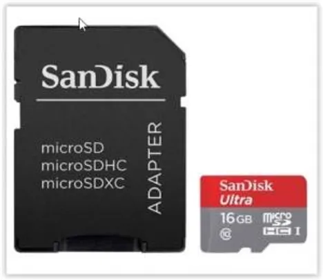 [Submarino] Cartão de Memória Micro SD 16GB SanDisk Ultra 48MB/s + Adaptador por R$ 25