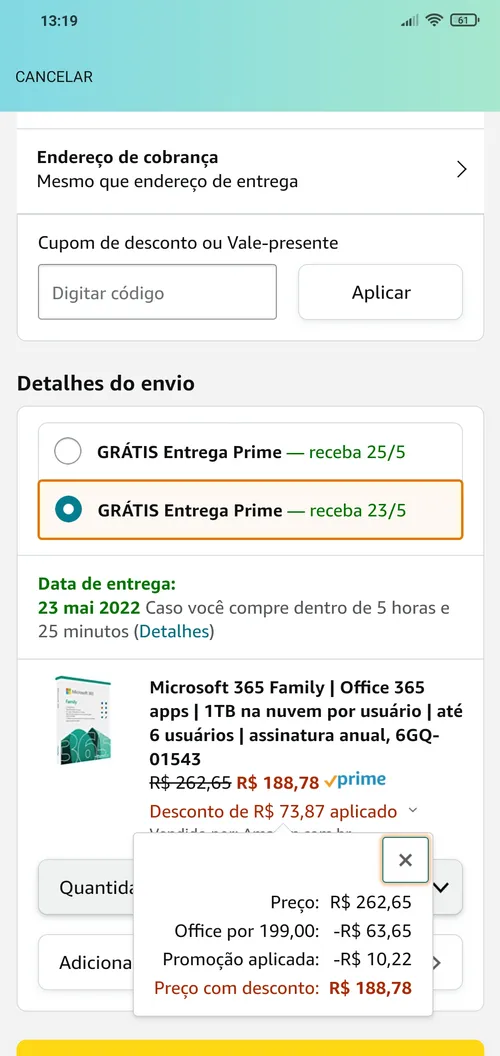 Imagem na descrição da promoção