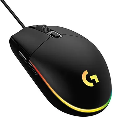 Mouse Gamer Logitech G203 LIGHTSYNC RGB, Efeito de Ondas de Cores, 6 Botões Programáveis e Até 8.000 DPI - Preto