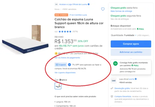 Imagem na descrição da promoção