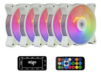 Fans Aigo Argb Ar12 Kit Com 5+ Controladora - Branco